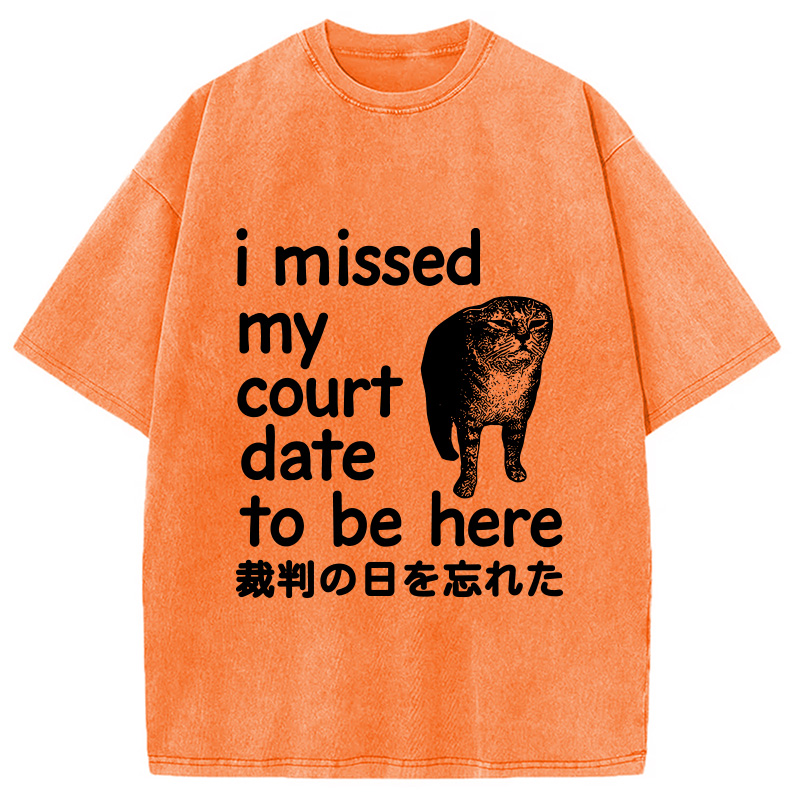 Modecanvas Funny Forgetful Cat Washed T-Shirt