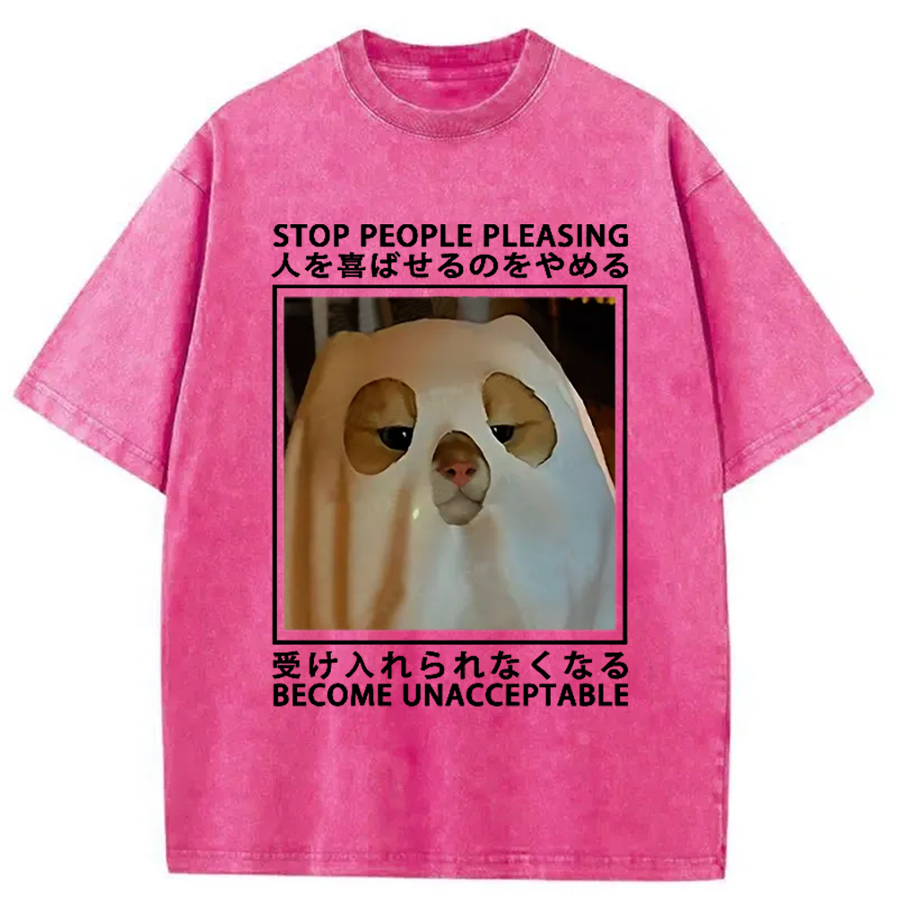 Modecanvas Stop People Pleasing Become Unacceptable Washed T-Shirt