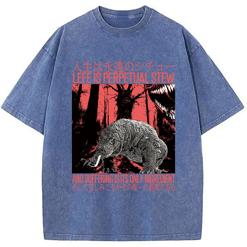Modecanvas Life is Perpetual Stew DTG Printing Washed T-Shirt-modecanvas
