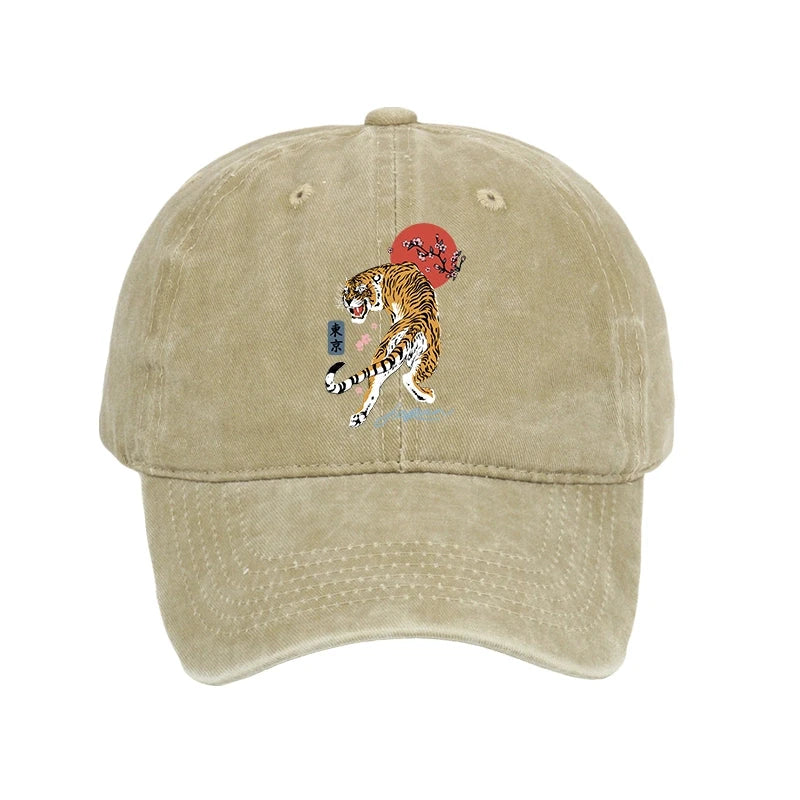 Modecanvas Tiger Blossom Japanese Sakura Washed Cap-modecanvas