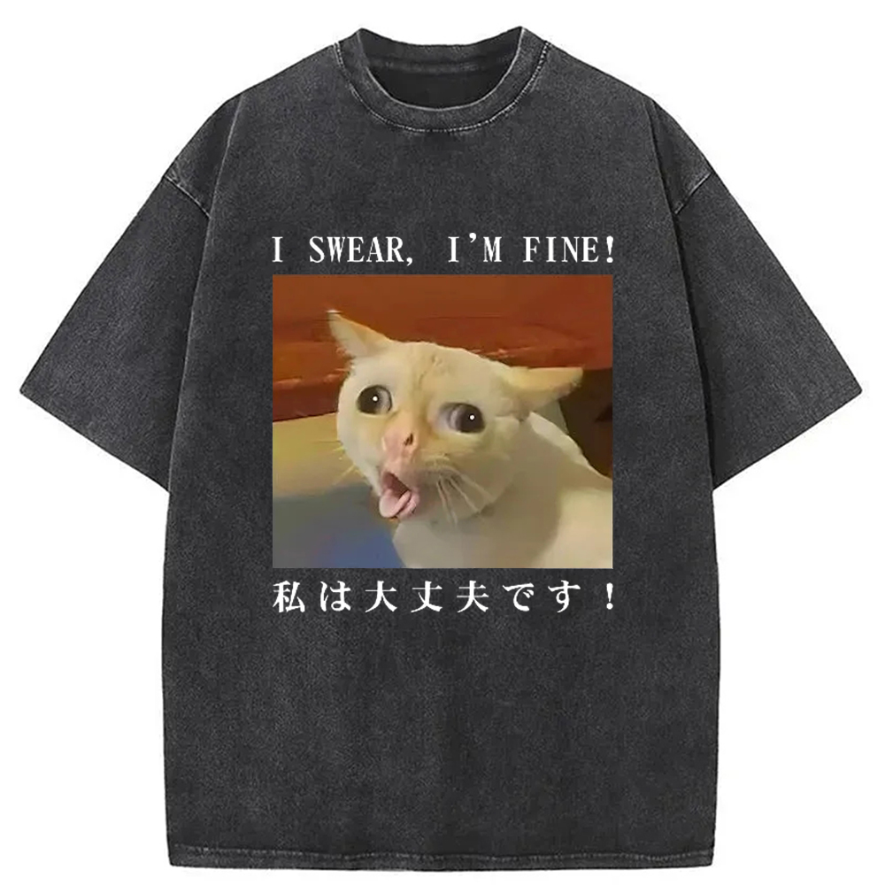 Modecanvas I Am Fine Washed T-Shirt