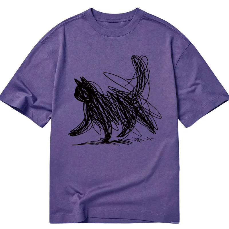 Modecanvas Minimalist Cat Art DTG Printing Classic T-Shirt-modecanvas