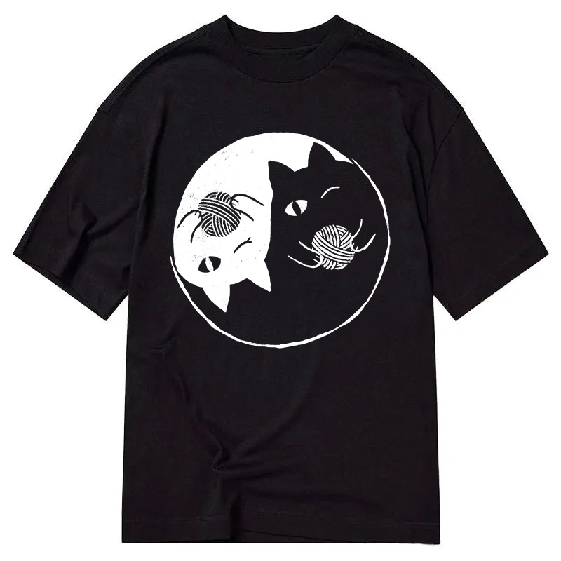 Modecanvas Yin Yarn Cat DTG Printing Classic T-Shirt-modecanvas