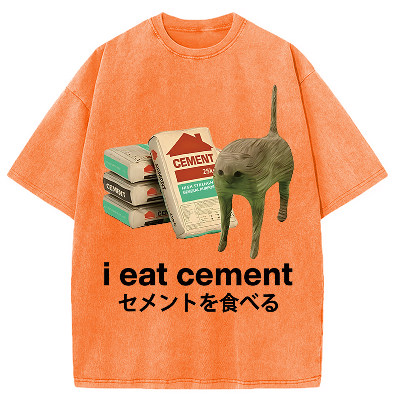 Modecanvas I Eat Cement Washed T-Shirt-modecanvas