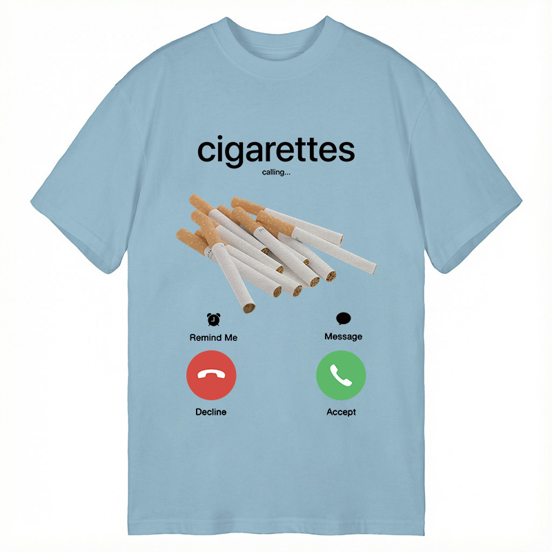 Modecanvas Cigarettes Phone Call DTG Printing Classic T-Shirt-modecanvas