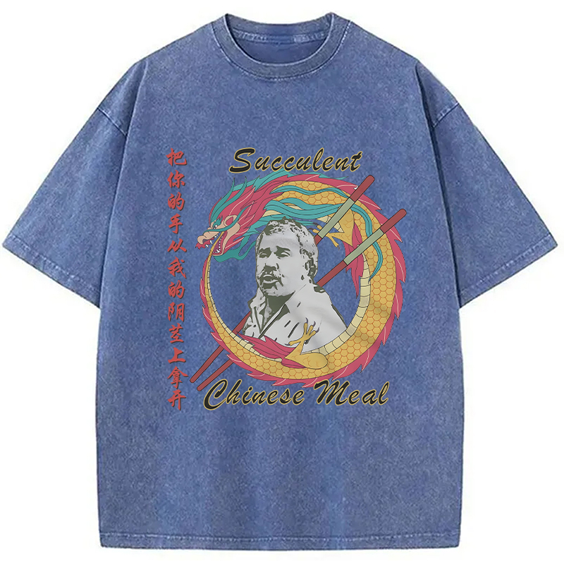 Modecanvas Succulent Chinese Meal Meme Washed T-Shirt-modecanvas