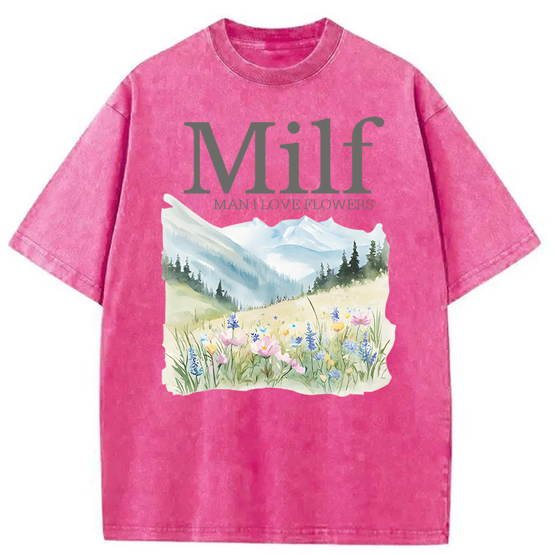Modecanvas Man I Love Flowers Washed T-Shirt