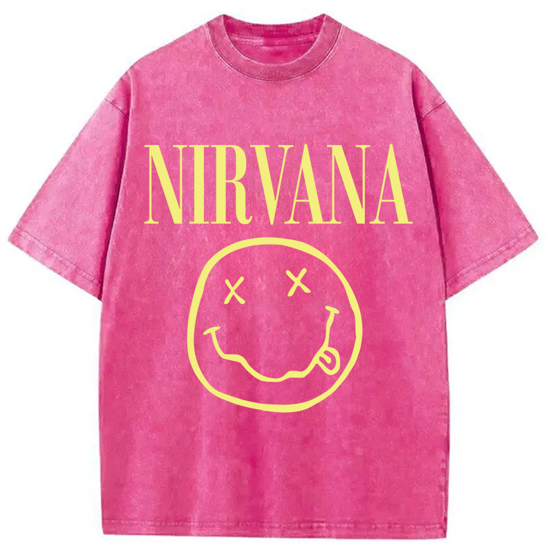 Modecanvas Yellow Smile Washed T-Shirt