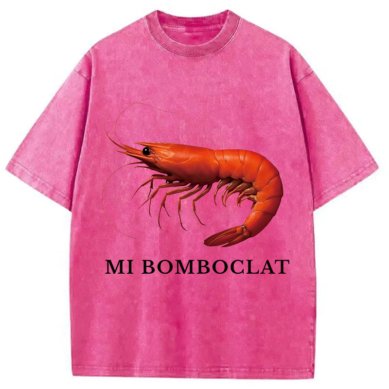 Modecanvas Mi Bomboclat Shrimp Meme Washed T-Shirt