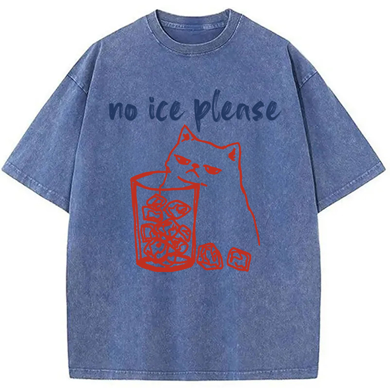Modecanvas No Ice with Cat DTG Printing Washed T-Shirt