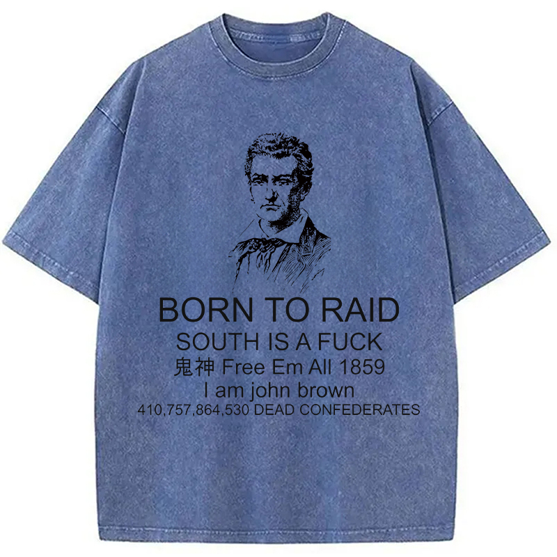 Modecanvas Born To Raid DTG Printing Washed T-Shirt