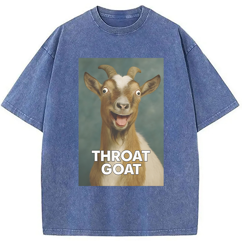 Modecanvas Throat Goat Funny DTG Printing Washed T-Shirt