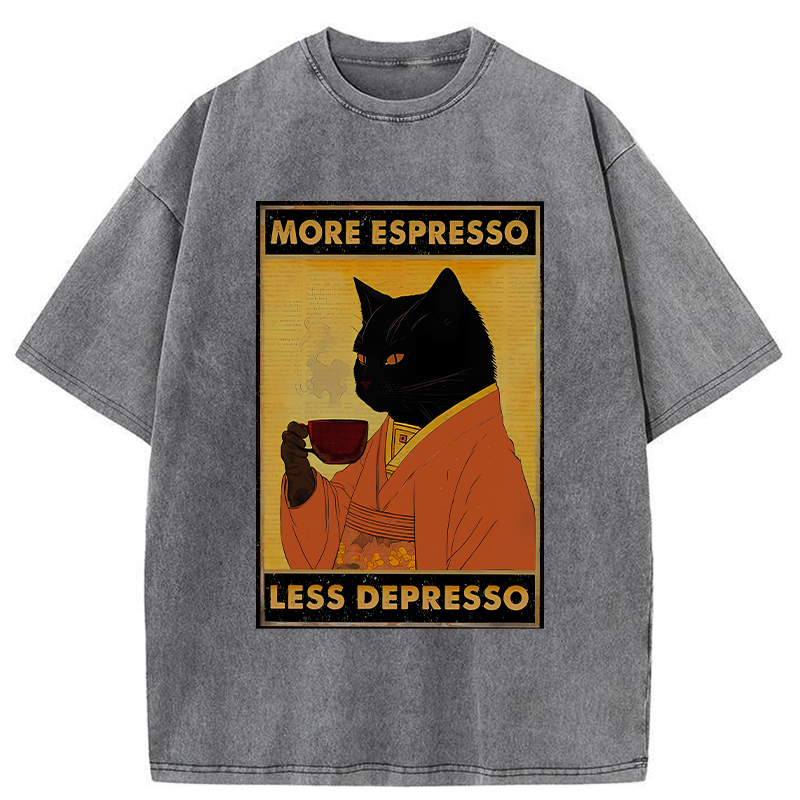 Modecanvas Increase Espresso Decrease Distress Washed T-Shirt-modecanvas