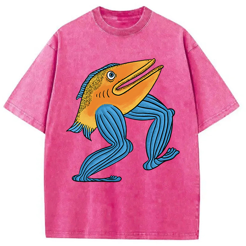 Modecanvas Leg Fish DTG Printing Washed T-Shirt