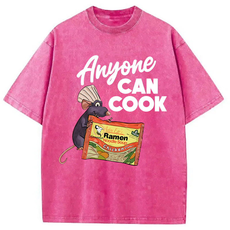 Modecanvas Anyone Can Cook Rat Meme DTG Printing Washed T-Shirt