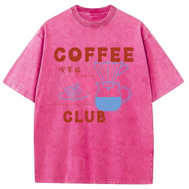 Modecanvas Kissaten Coffee Club DTG Printing Washed T-Shirt