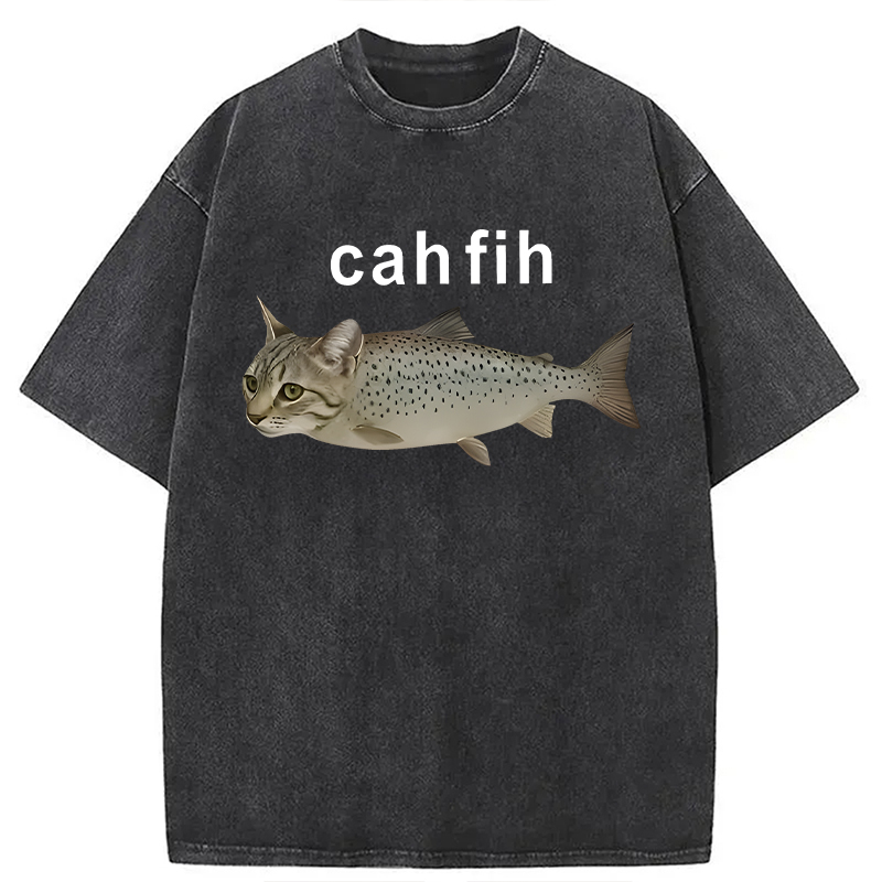 Modecanvas Cah Fih DTG Printing Washed T-Shirt-modecanvas