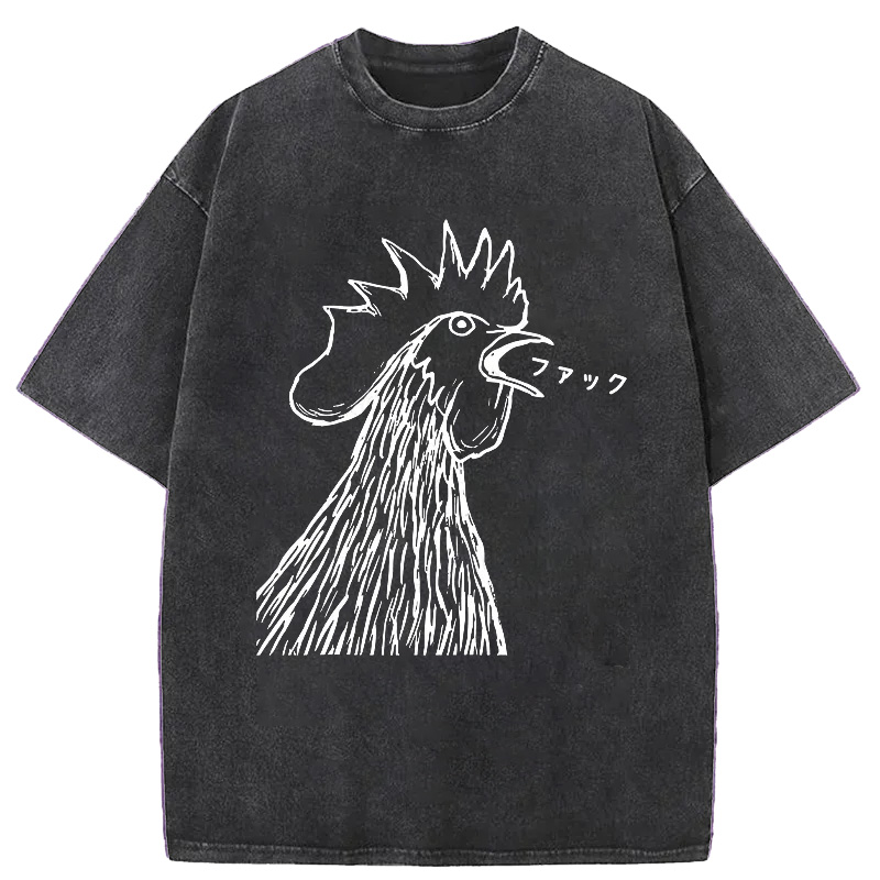 Modecanvas Funny Dirty Talking Chicken Washed T-Shirt