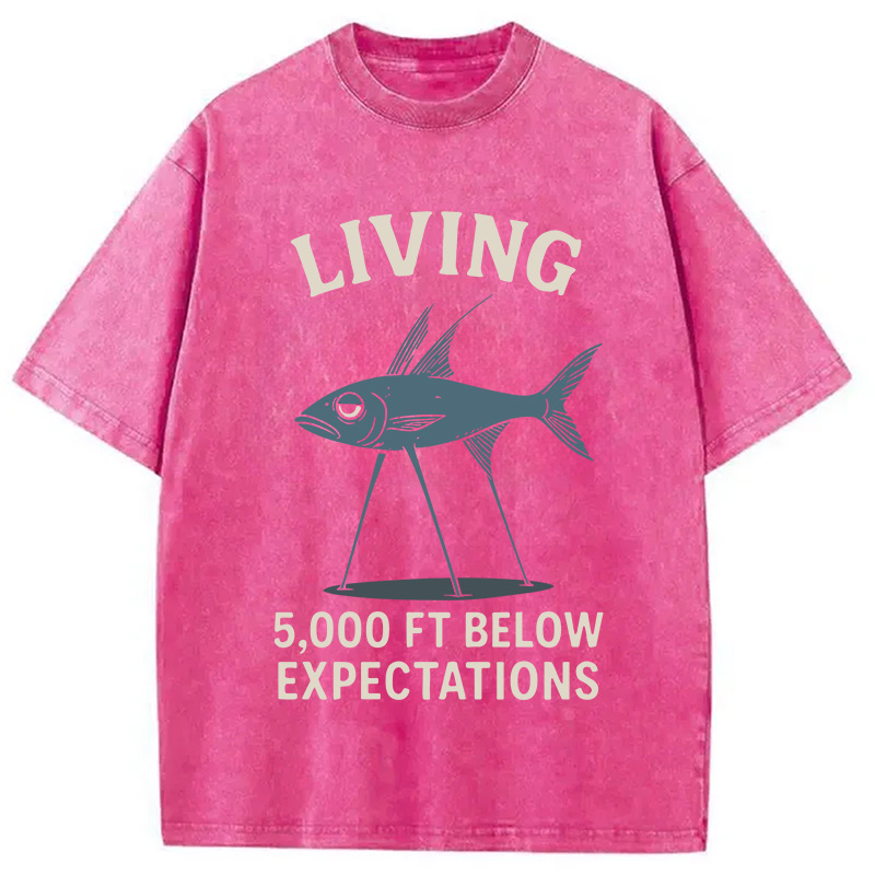 Modecanvas Tripod Fish Funny Meme DTG Printing Washed T-Shirt-modecanvas