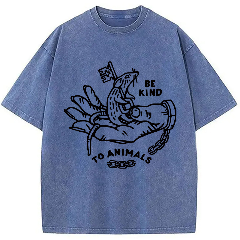 Modecanvas Be Kind To Animals DTG Printing Washed T-Shirt-modecanvas
