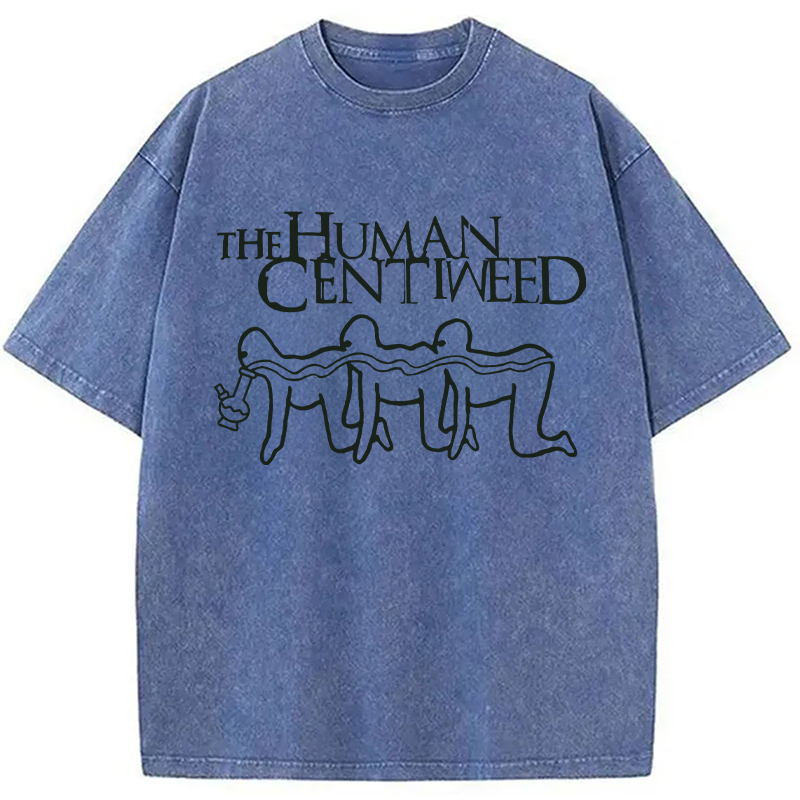 Modecanvas Human Centiweed Funny Meme DTG Printing Washed T-Shirt-modecanvas