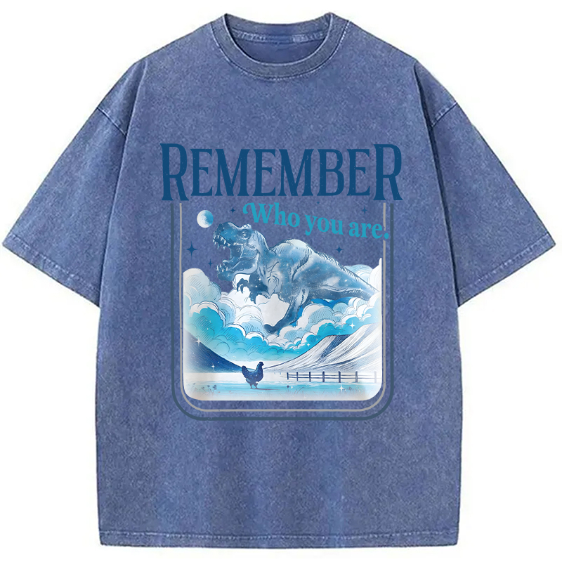 Modecanvas Remember Who You Are DTG Printing Washed T-Shirt-modecanvas