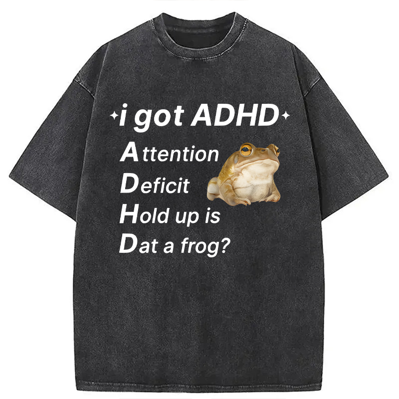 Modecanvas ADHD Frog DTG Printing Washed T-Shirt-modecanvas