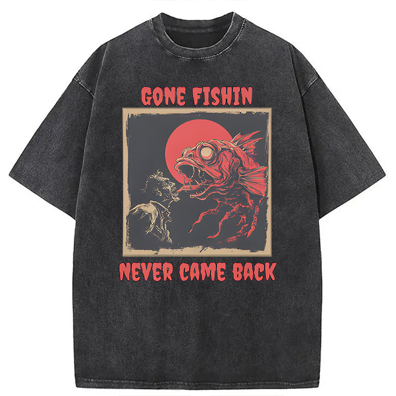 Modecanvas Zombie Fish DTG Printing Washed T-Shirt-modecanvas