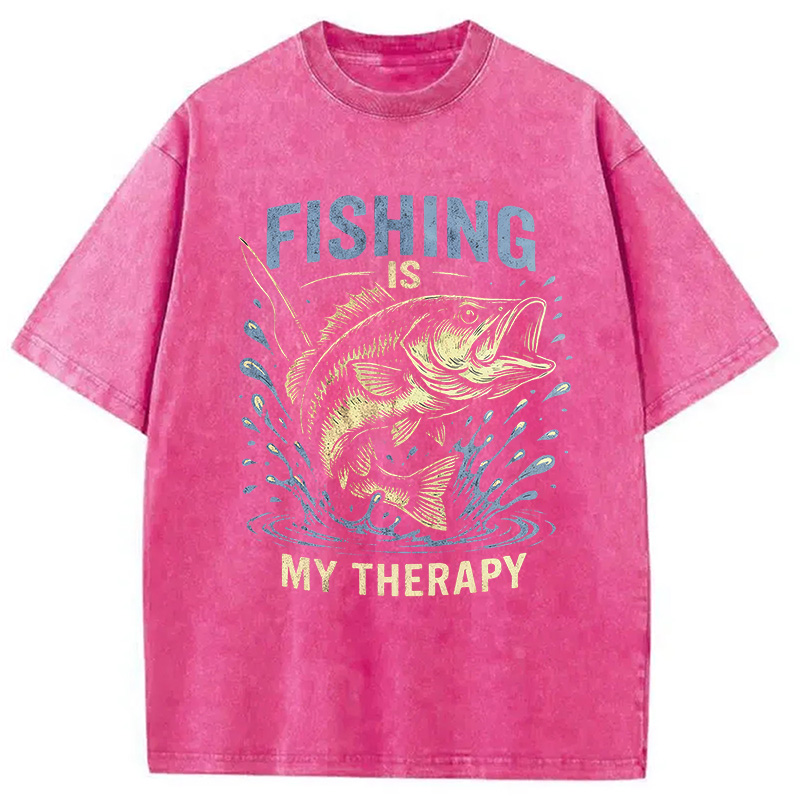Modecanvas Funny Fisherman DTG Printing Washed T-Shirt-modecanvas