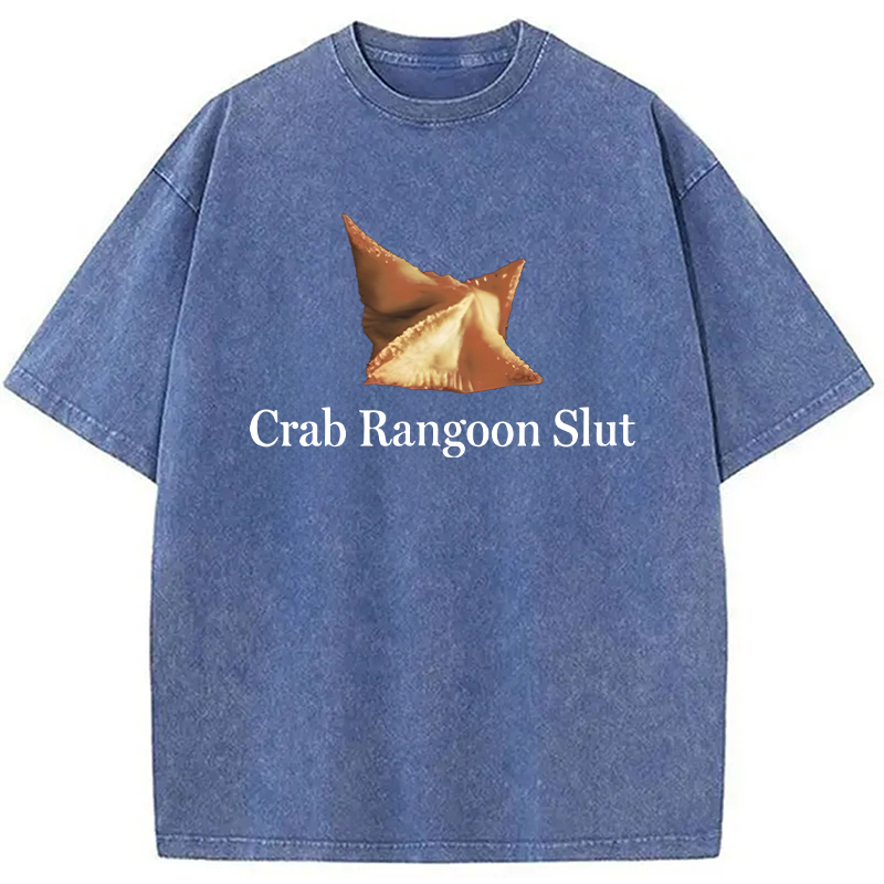 Modecanvas Crab Rangoon Slut DTG Printing Washed T-Shirt-modecanvas