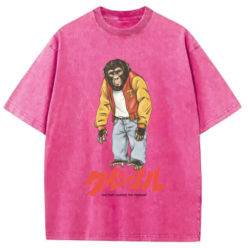 Modecanvas The Past Shapes DTG Printing Washed T-Shirt-modecanvas