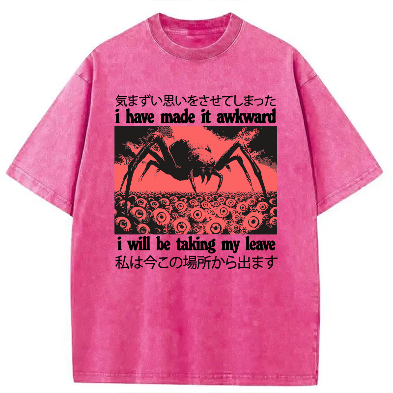 Modecanvas I Have Made It Awkward Spider Crab DTG Printing Washed T-Shirt-modecanvas