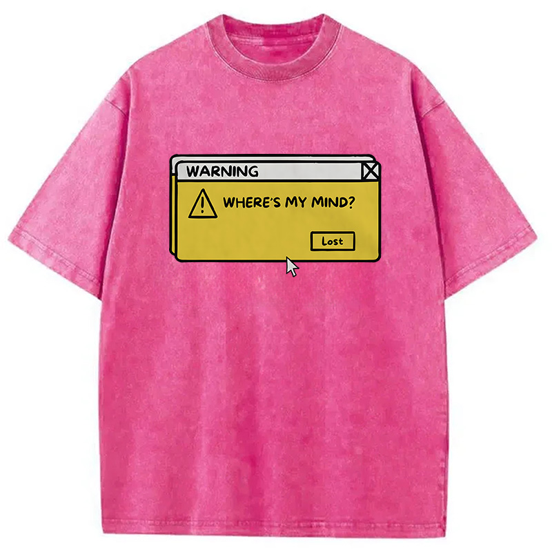 Modecanvas Vintage Warning Computer Tab DTG Printing Washed T-Shirt-modecanvas
