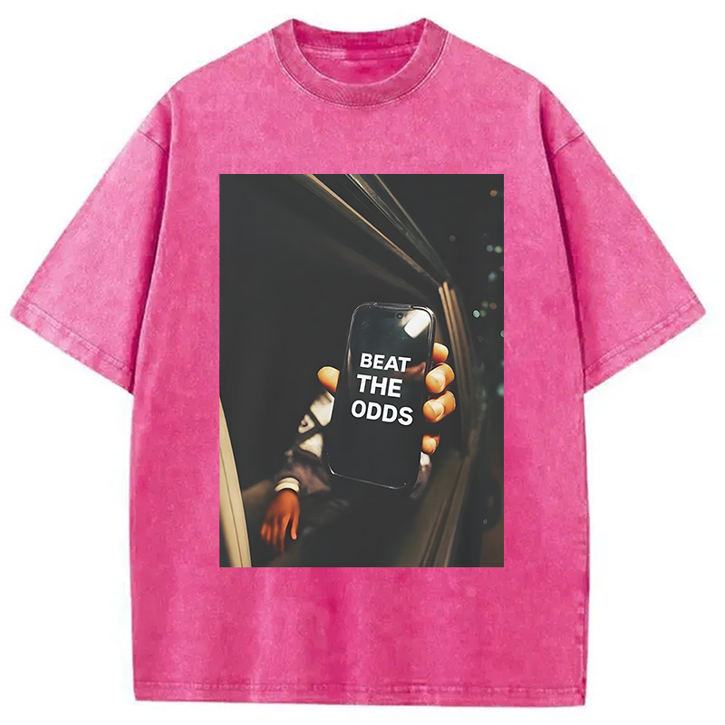 Modecanvas Beat The Odds Funny Meme DTG Printing Washed T-Shirt-modecanvas