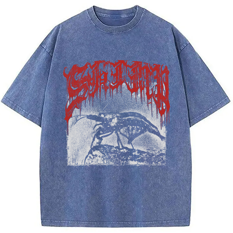 Modecanvas Shimp Metal DTG Printing Washed T-Shirt-modecanvas