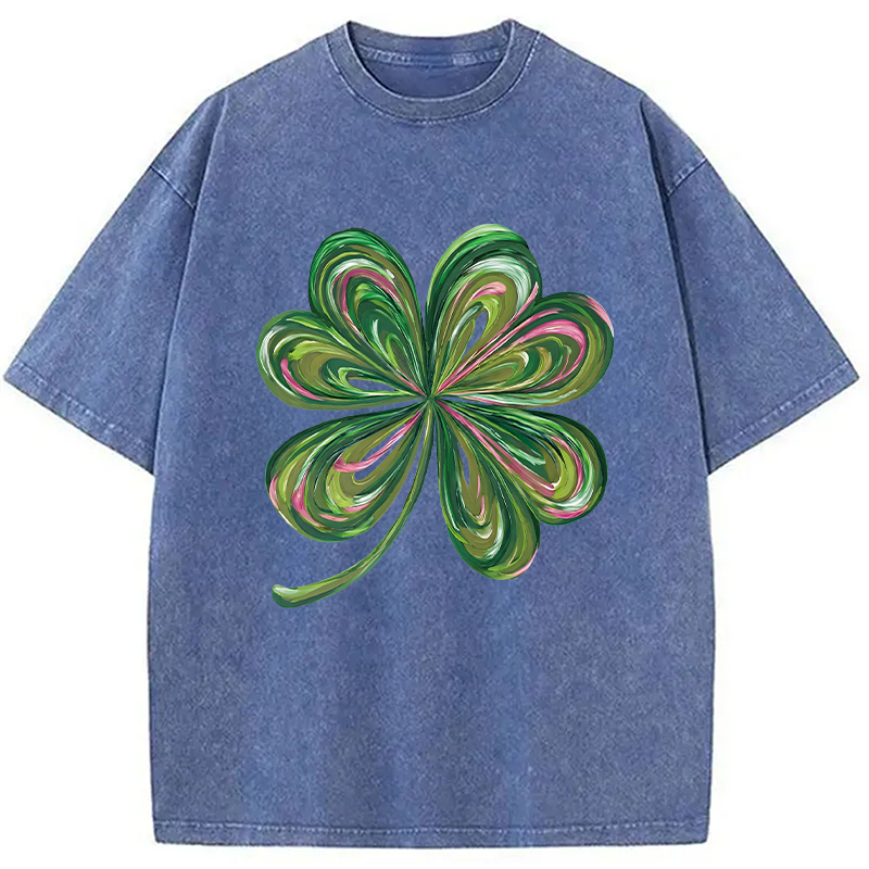 Modecanvas Lucky Shamrock DTG Printing Washed T-Shirt-modecanvas