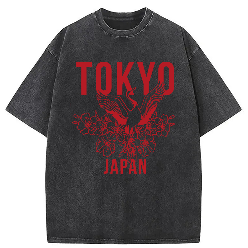 Modecanvas Japanese Bird Tokyo DTG Printing Washed T-Shirt