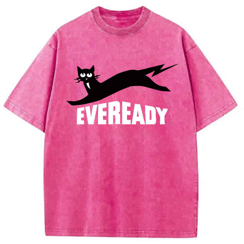 Modecanvas Eveready Cat DTG Printing Washed T-Shirt