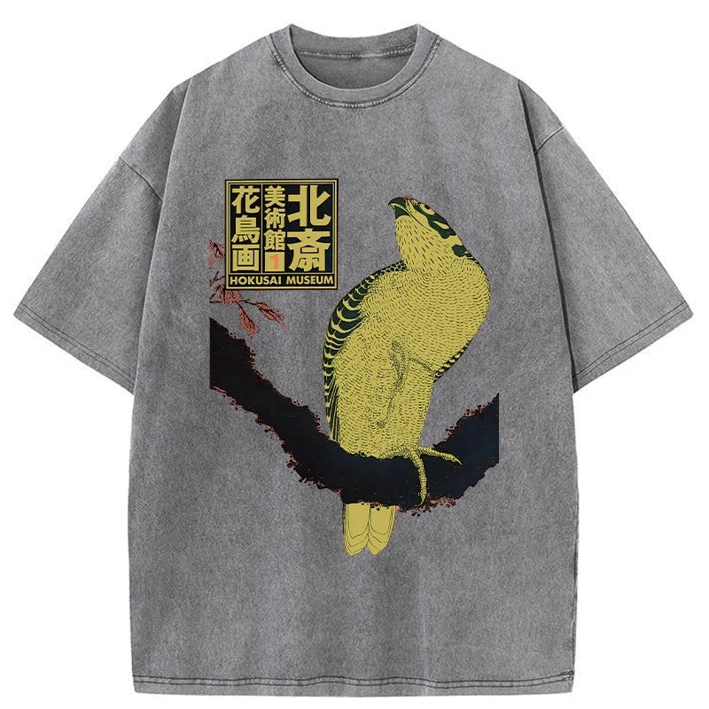 Modecanvas Hokusai Museum Flower And Bird Washed T-Shirt