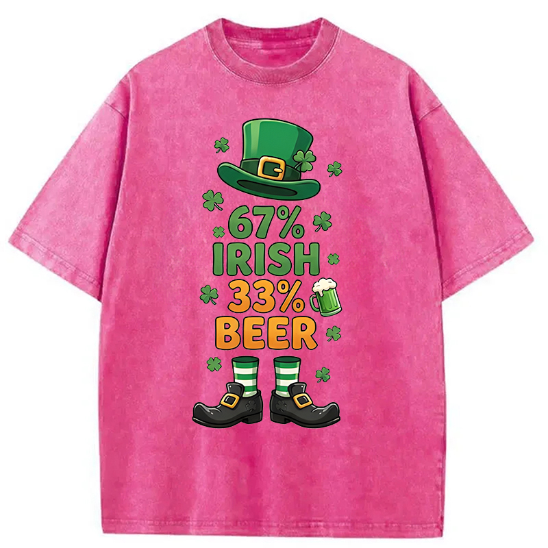 Modecanvas 67 Irish 33 Beer DTG Printing Washed T-Shirt