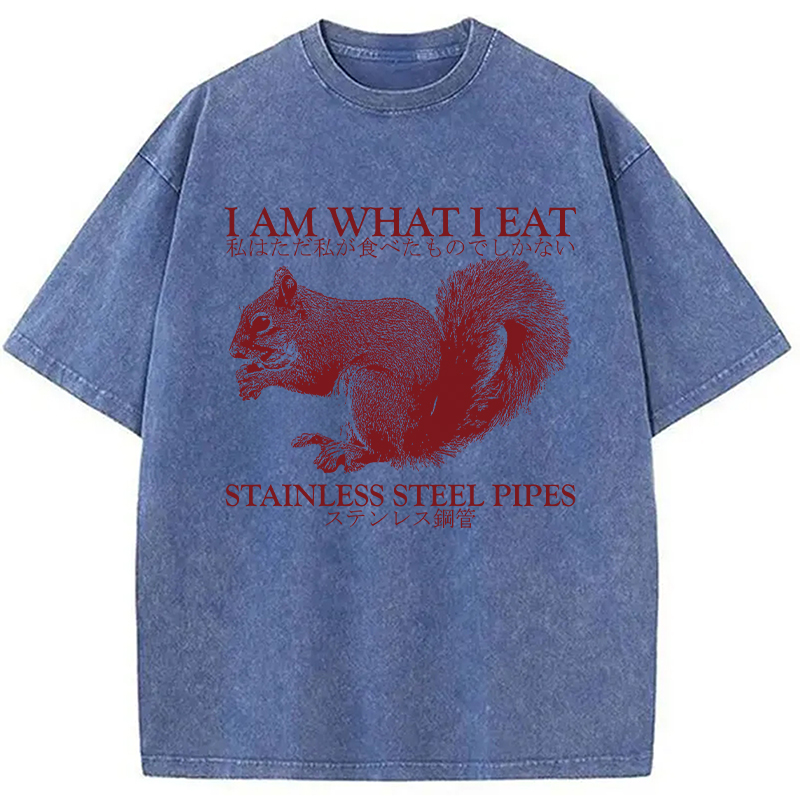 Modecanvas I Am What I Eat DTG Printing Washed T-Shirt
