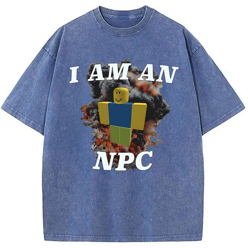 Modecanvas Roblox NPC Meme DTG Printing Washed T-Shirt