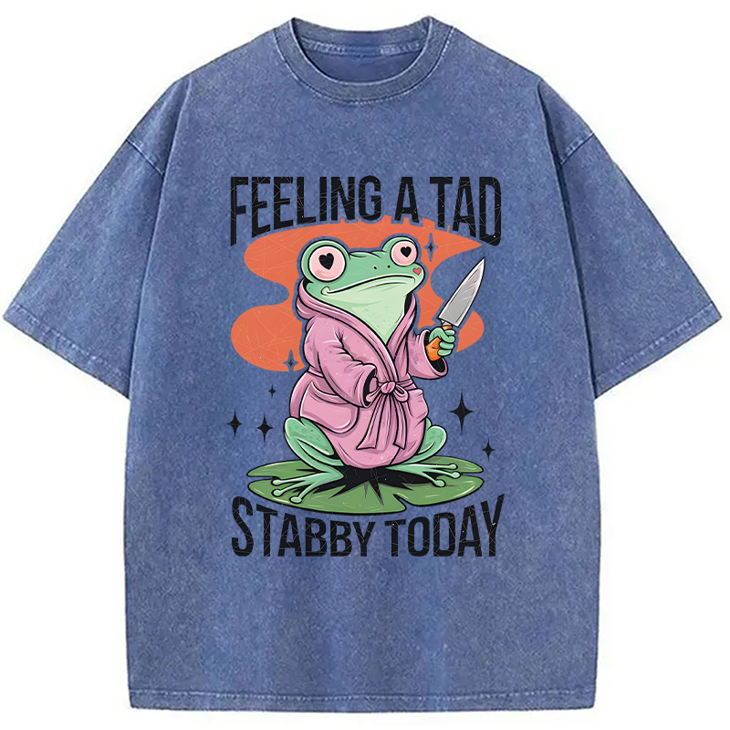 Modecanvas Stabby Frog Funny Meme DTG Printing Washed T-Shirt
