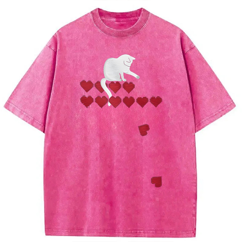 Modecanvas Killing Lives Cat DTG Printing Washed T-Shirt