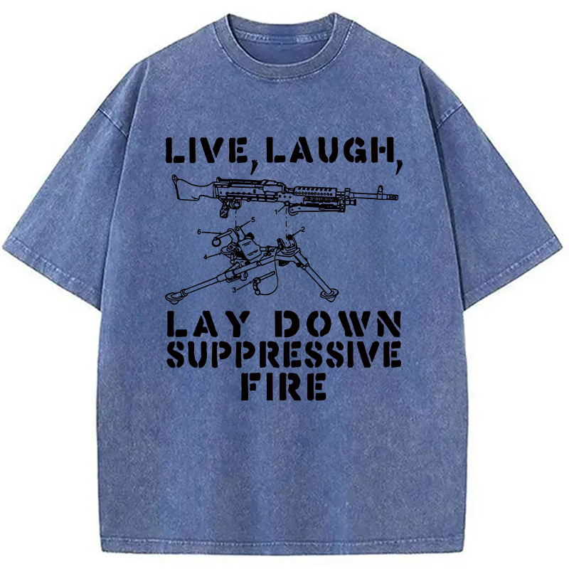 Modecanvas Suppression By Force Funny DTG Printing Washed T-Shirt