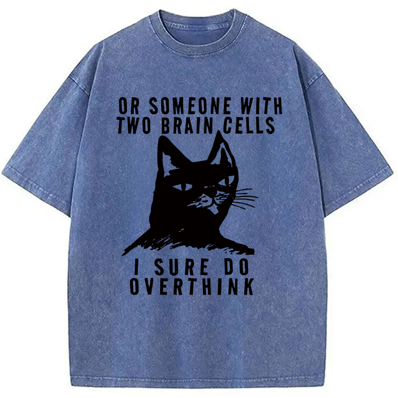 Modecanvas Overthinking Cat Funny DTG Printing Washed T-Shirt