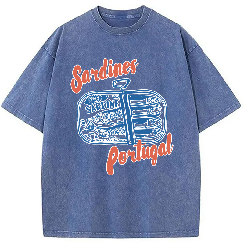 Modecanvas Tinned Fish DTG Printing Washed T-Shirt