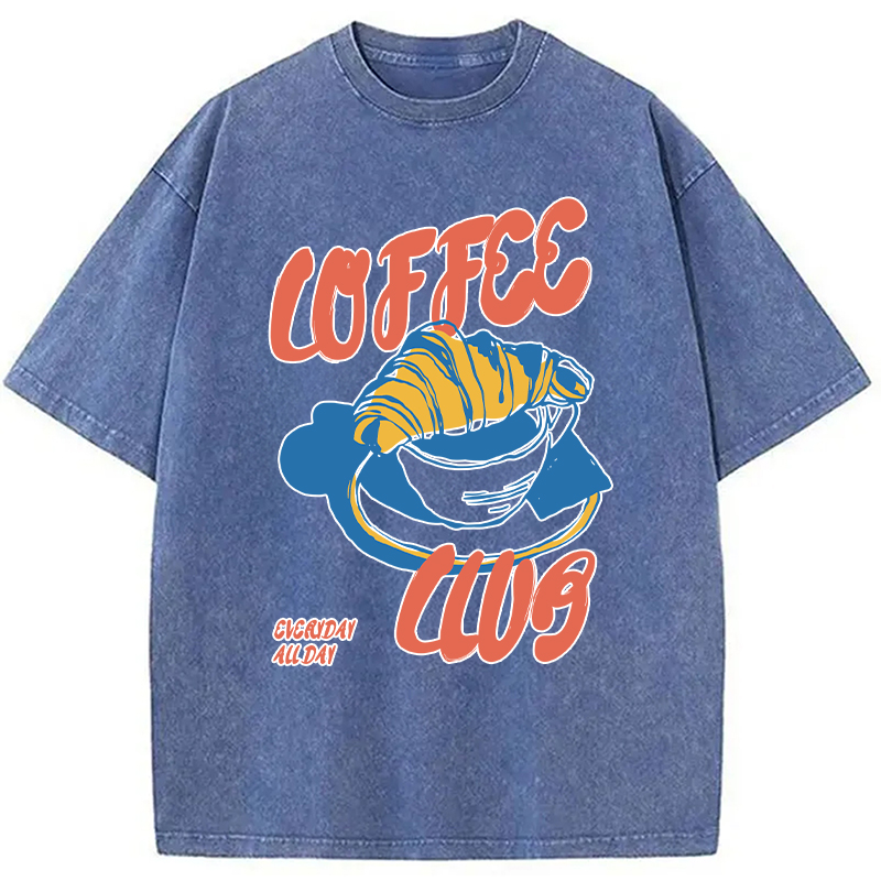 Modecanvas Retro Coffee Club DTG Printing Washed T-Shirt