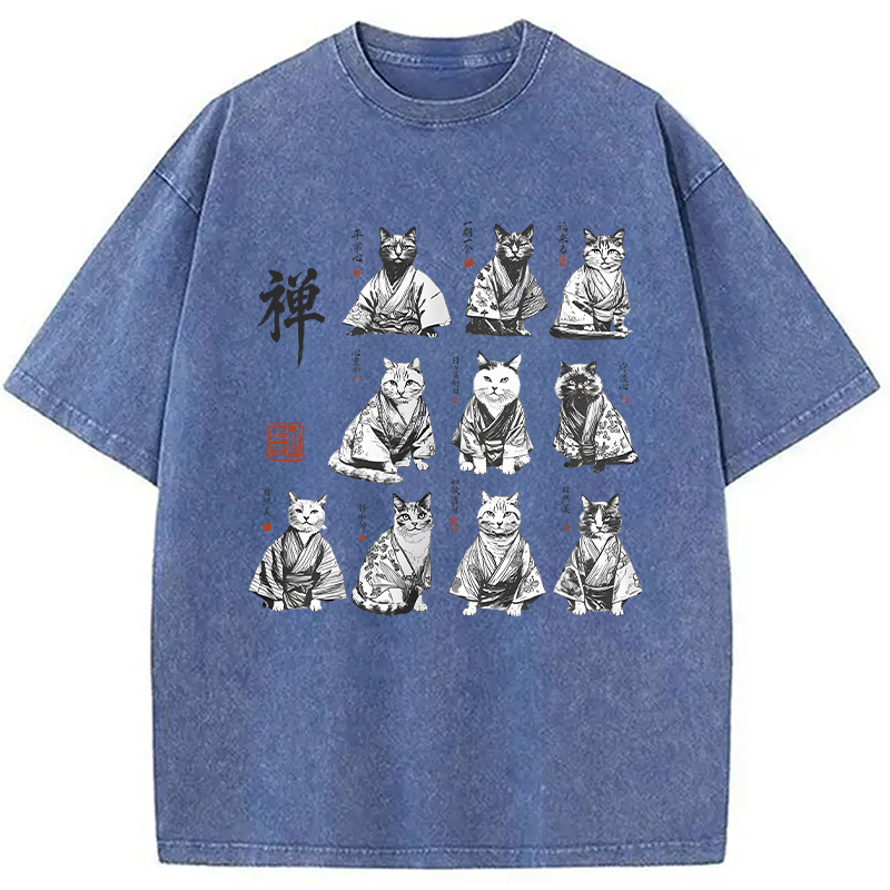 Modecanvas Japanese Ink Cats DTG Printing Washed T-Shirt