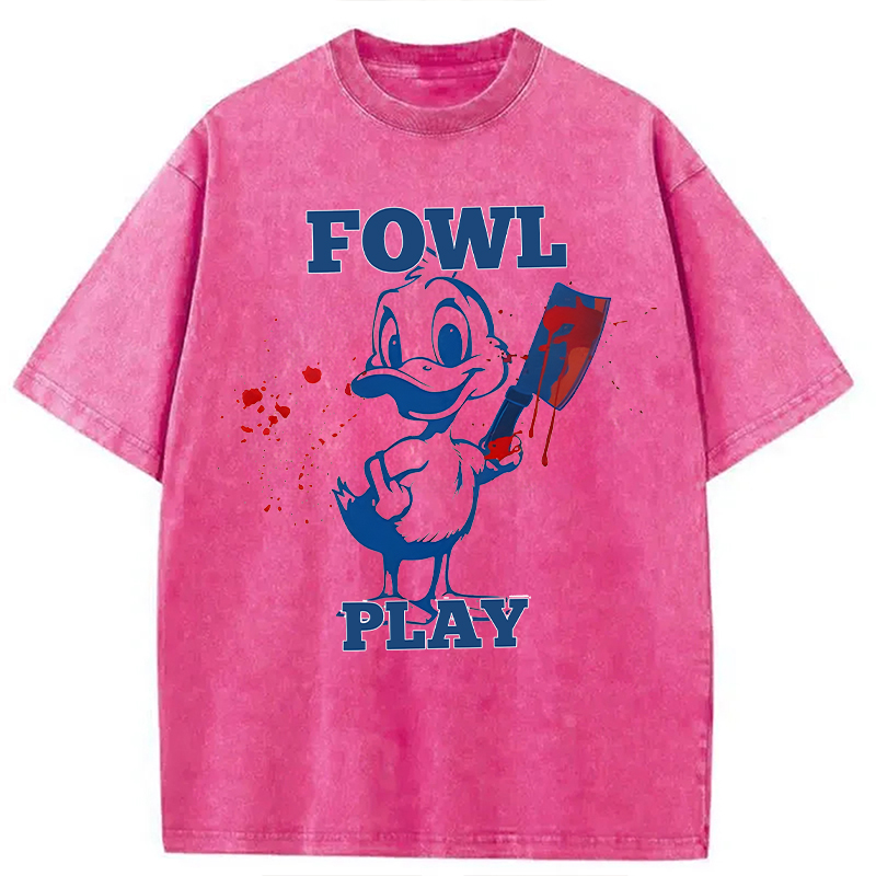 Modecanvas Fowl Play Duck DTG Printing Washed T-Shirt